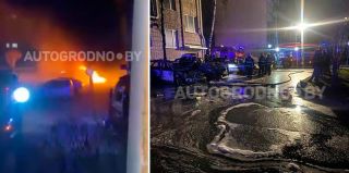 В Гродно на Дзержинского сгорели 2 автомобиля