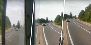 Водитель МАЗа заметил пьяного пешехода на дороге и вызвал ГАИ. До приезда инспекторов он держал нарушителя на контроле