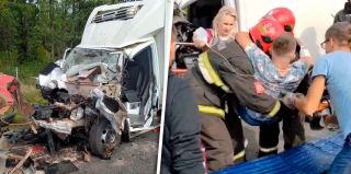 Серьезная авария на М6: фургон Mercedes столкнулся с трактором "Беларус"