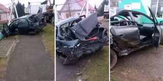 В Ошмянах Hyundai на скорости снес столб и врезался в забор. Пострадал пассажир