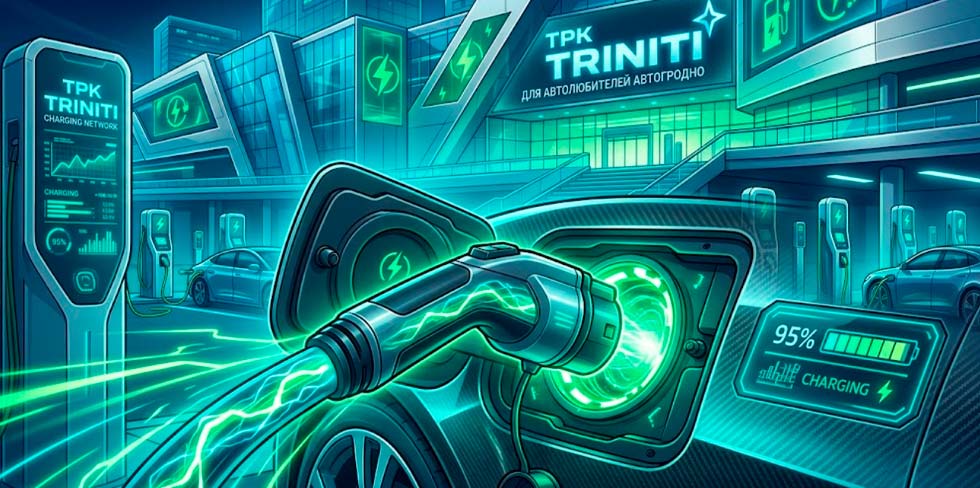 В ТРК TRINITI работает крупный зарядный хаб и премиум-автосервисы по разумной цене