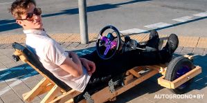 Парень из Беларуси собрал деревянный картинг с мотором от самоката. Посмотрите!