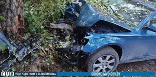 Под Гродно AUDI оказалась в дереве. Пострадала 18-летняя девушка
