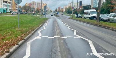 Еще на одной улице Гродно появилась ломаная разметка. Таких улиц будет 3