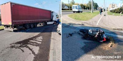 На улице Суворова мотоциклист попал под фуру. Первые подробности