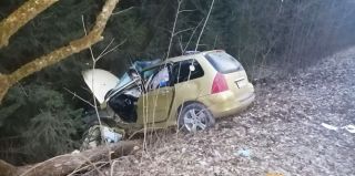 Под Щучином Peugeot врезался в придорожное дерево. Водитель в коме