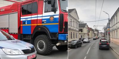 Пожарный автомобиль с сиреной проехал по улицам Гродно. Старались сделать все правильно очень многие