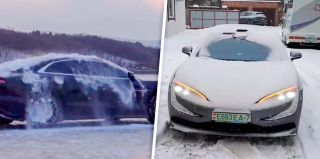 В Беларуси ребята из ev.wiki показали, как реально стряхивает с себя снег BYD Yangwang U7: "Совсем не как в китайской рекламе"