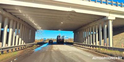 На трассе М6 возле Скиделя лесовоз повредил путепровод