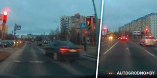 Читатели засняли два опасных проезда на красный в Гродно: "Явно умышленно"