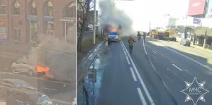 "Вся Немига в дыму и грохот стоит". в Минске загорелся Opel, который перевозил пальчиковые батарейки. Видео МЧС