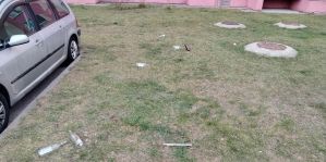 На Южной в Гродно в Peugeot прилетела бутылка. Один из местных жителей взял в привычку так избавляться от тары