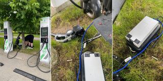 Вам бы не пришло в голову так пользоваться автомобильной электрозарядкой. Оператор предупредил об ответственности