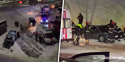 ЧП возле Тринити: автомобиль съехал с высокого склона. На месте 2 скорые и автомобили МЧС