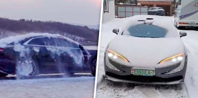В Беларуси ребята из ev.wiki показали, как реально стряхивает с себя снег BYD Yangwang U7: "Совсем не как в китайской рекламе"