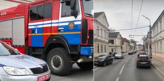 Пожарный автомобиль с сиреной проехал по улицам Гродно. Старались сделать все правильно очень многие